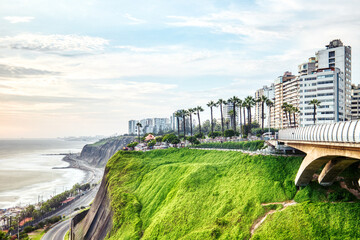 Cliffs on the Pacific Ocean Coast near Miraflores, Lima during a Sunny Day © romanslavik.com