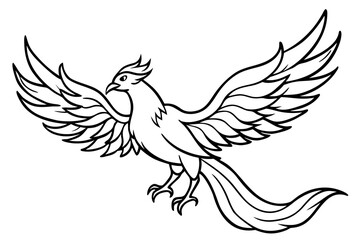 Fototapeta premium Phoenix line art white background