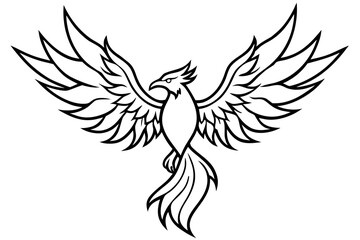 Obraz premium Phoenix line art white background