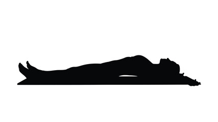 A stark silhouette of a reclining person lying down in a relaxed horizontal position © ASK_Studio