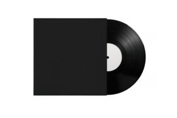 Vinyl record with sleeve music isolated on a transparent background