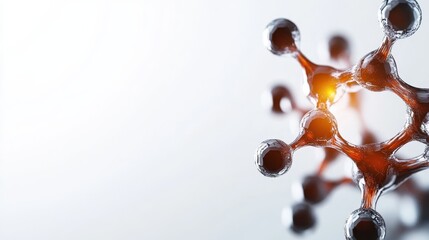 An abstract representation of a molecular structure featuring glowing connections illustrates modern science and innovation, making it suitable for educational purposes and tech.