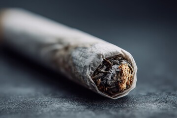 Detail shot of a cannabis joint in a calm, clinical setting with soft lighting