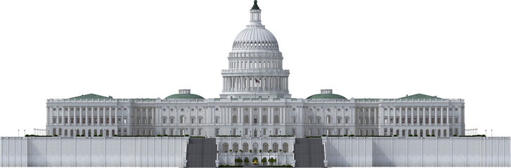 3D Render of the U.S. Capitol Front View &ndash; Architectural Cutout