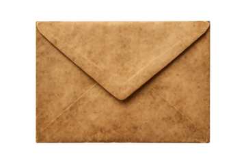 A realistic aged brown envelope graphic perfect for design projects on transparent background