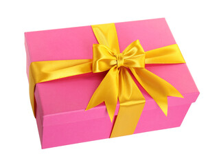 One beautiful gift box in air isolated on white