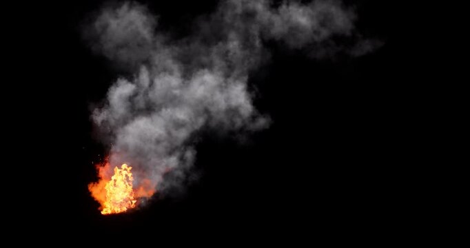 fire and smoke simulation on black background