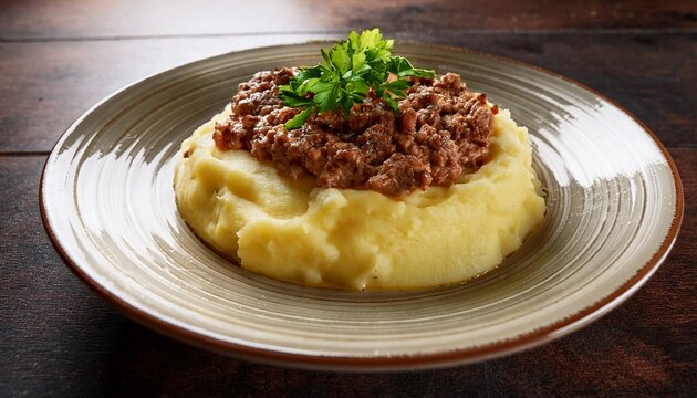 Hachis Parmentier French Dish With Mashed Potato And Minced Beef High Quality Photo