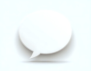 Minimalist white speech bubble with subtle drop shadow, isolated on a light blue background, perfect for UI design or social media communication.