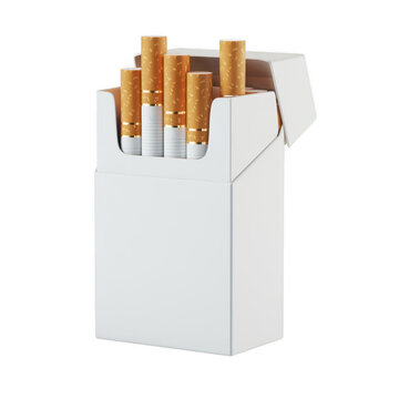 Open pack of cigarettes white tobacco isolated on a transparent background