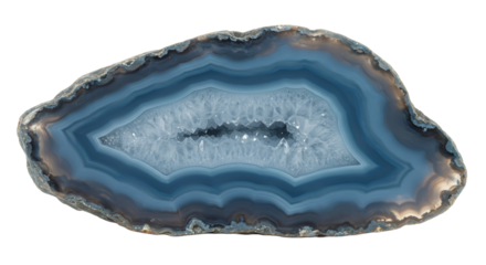 Polished light blue agate slab with intricate natural patterns  