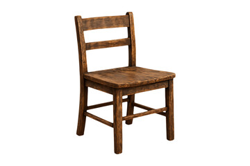 A rustic wooden chair with a simple design isolated on transparent background