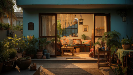 Indian villa house Courtyard