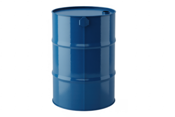 Blue metal barrel drum industrial isolated on a transparent background
