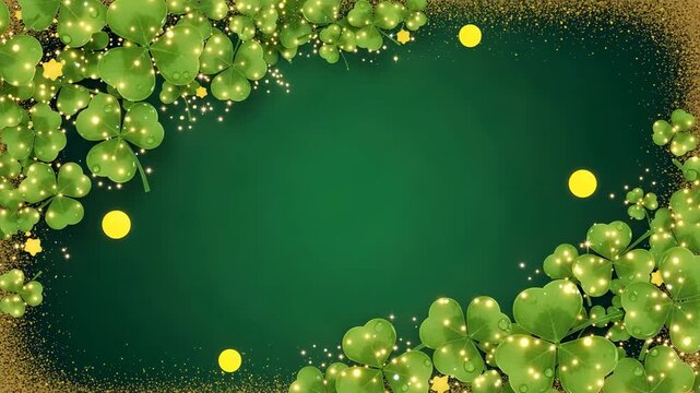 St Patricks Day Glowing Green Clover Shimmering Background Celebration Decor Holiday Shimmering Lights Festive