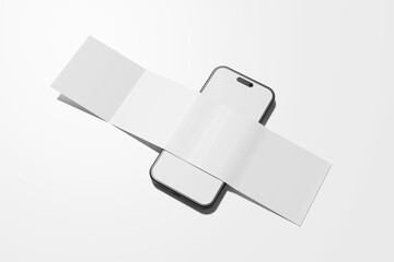 Social Media Carousel Mockup on Smartphone with Blank Folded Paper for Digital Branding Presentation