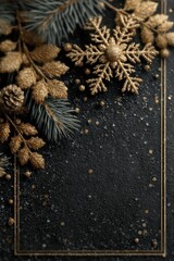 Obraz premium Elegant Christmas decoration with gold details on a dark textured background