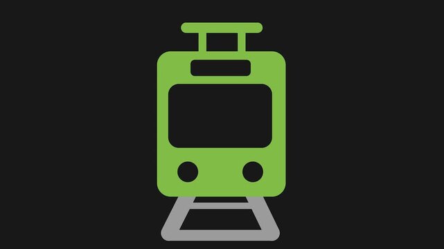 Green Transportation Icon: A vibrant green train illustration, standing against a dark backdrop, symbolizes modern transport.