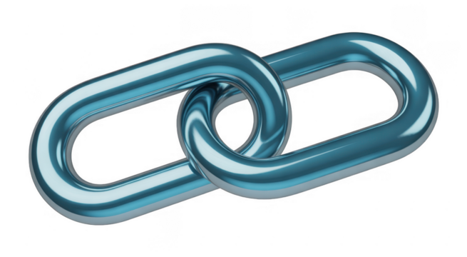 Shiny metallic blue chain link from different angle isolated on a transparent background - Powered by Adobe