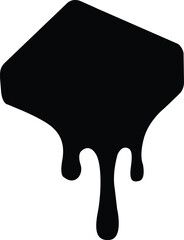 Melting Cheese Drip Silhouette Isolated on White Background