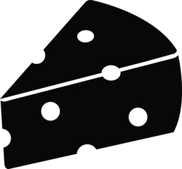 Cheese Slice Silhouette vector Isolated on White Background