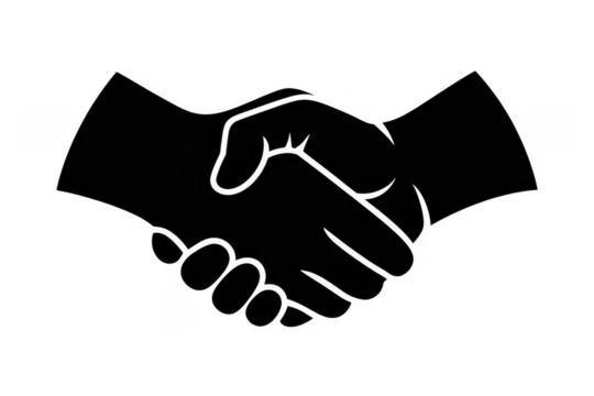 White line handshake line white isolated on a transparent background - Powered by Adobe