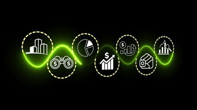 Economic, business outlook concept on the transparent background. Financial, business view or economic growth forecast for 2026. Motion graphics of business financial outlook . 4k video animation.