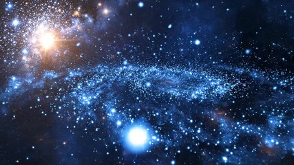 A stunning galaxy with numerous stars and celestial bodies in space with a beautiful spiral arm 4k video