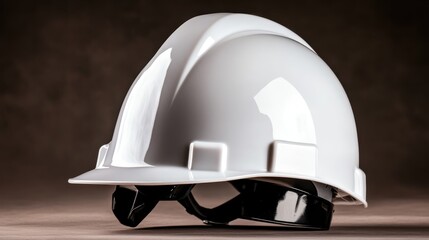 A sleek white safety helmet designed for protection in construction or industrial environments, showcasing a modern aesthetic and durable materials for safety.