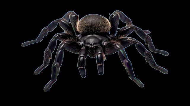 Detailed tarantula animation isolated asset, transparent 4K video, alpha channel, ProRes 4444