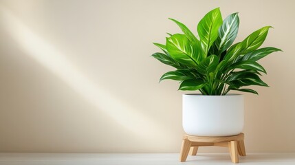 A beautiful green plant in a sleek white pot adds a touch of nature and freshness to your space, showcasing modern decor with a calming aesthetic and inviting ambiance.