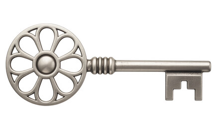Obraz premium Large Antique Style Metal Key silver isolated on a transparent background