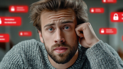 High-tech office scene with data breach emergency notification