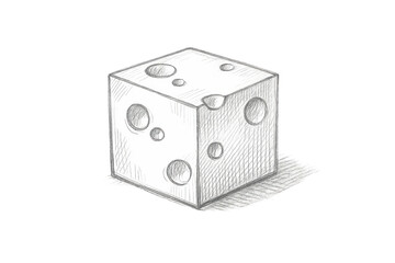 Obraz premium Sketch of Cube with Holes on transparent background, cheese-like shape.