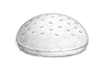 Fototapeta premium Pencil drawing of a burger bun on transparent background illustration.