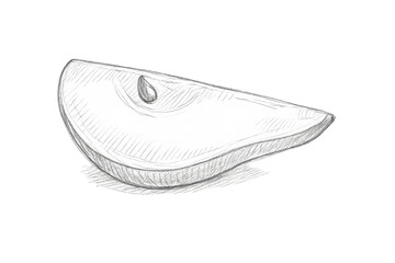 Pencil sketch of an apple slice on a transparent background illustration.