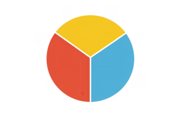 Colorful Pie Chart with Three Sections isolated on a transparent background