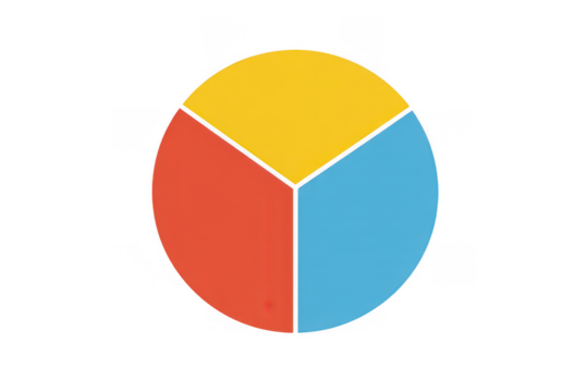 Colorful Pie Chart with Three Sections isolated on a transparent background - Powered by Adobe