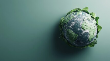 A creative representation of the Earth encapsulated by fresh green leaves, symbolizing environmental sustainability, eco-friendliness, and the importance of nature on our planet.