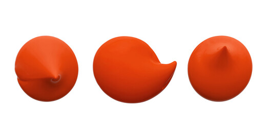 abstract stroke of yellow acrylic paint on a white isolated background