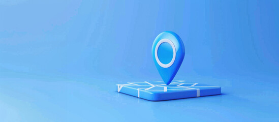 Blue Location Icon: A striking, minimalist image of a bright blue location marker, set against a calming, solid blue backdrop.