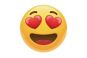 Smiling face with heart eyes emoji yellow face red hearts isolated on a transparent background