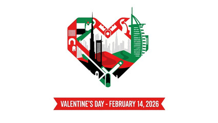 Fototapeta premium Valentine's Day celebration in United Arab Emirates with heart design