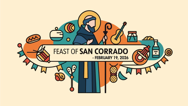 Vibrant Feast of San Corrado celebration with saint and food