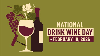 National Drink Wine Day celebration with wine glass and bottle
