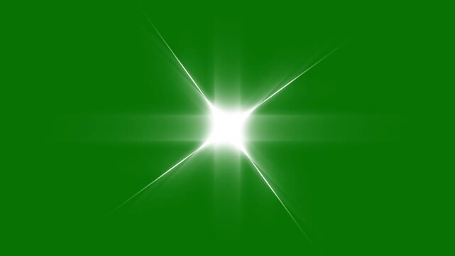 Twinkling star blast motion graphics, Shimmering twinkling star animation on green background, cartoon sparkle stars twinkling, sparkling white lights with flat doodle vector starry night sky effect