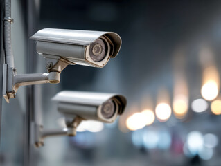 Fototapeta premium Outdoor security cameras for surveillance and safety monitoring