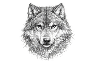Fototapeta premium Detailed Wolf Portrait with a transparent background, in greyscale art