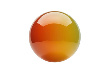 Orange and yellow glass ball shiny reflective isolated on a transparent background
