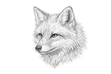 Fototapeta premium Pencil sketch of a fox on transparent background, detailed animal art